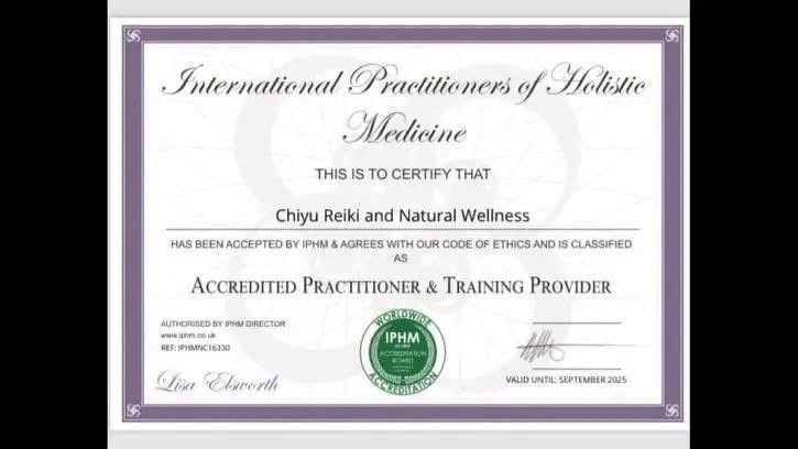 IPHM Accredited Practitioner & Training Provider certificate